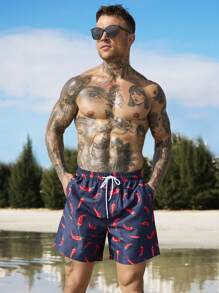 Surfspeed Men's Casual Minimalist Beach Shorts, Daily Wear Man Swim Trunks - Navy Blue - View 5