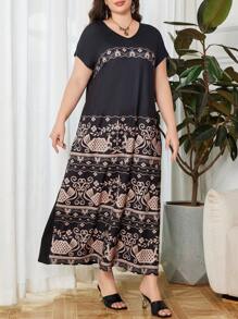 Lacomfia Plus Size Simple Fashion Casual Daily Dress