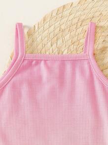 SHEIN 女宝宝休闲渐变色罗纹连体衣