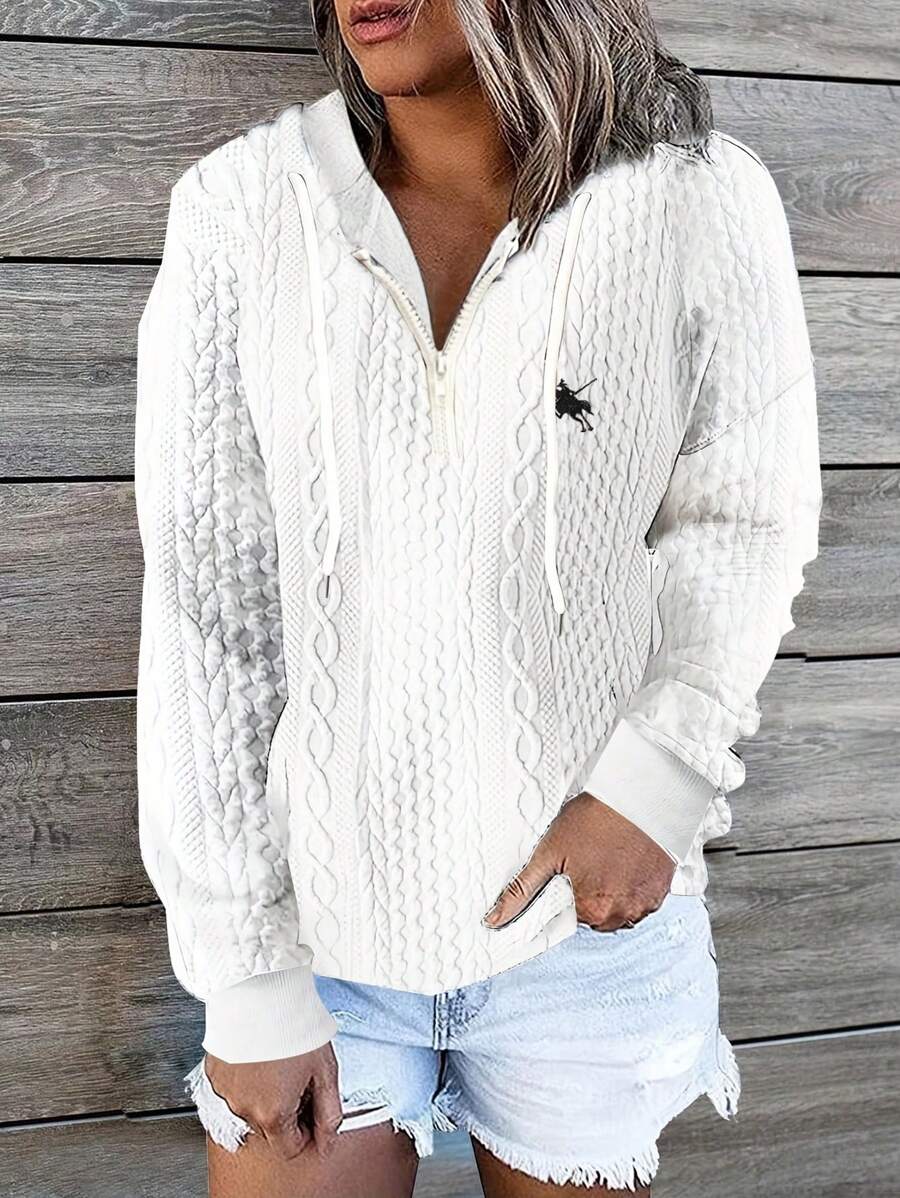 INAWLY Women's Front Zipper Long Sleeve Minimalist Hoodie, Casual Daily ...