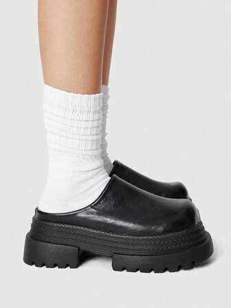 Grunge Punk Zuecos mujer estilo gótico oscuro punk con puntera cerrada, perforados, sin cordones, tipo Mary Jane de plataforma