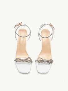 CUCCOO CHICEST Square Toe Chunky Heel Bowknot Fashionable Sexy High Heel Sandals, Suitable For Summer Holiday, Nightclub, Party
