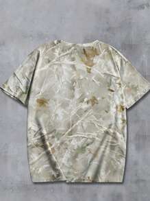 INAWLY Damska letnia spersonalizowana koszulka w stylu retro z nadrukiem cyfrowym Dead Tree Branch & Leaf