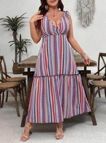 SHEIN VCAY Vestido casual minimalista para uso diario de talla grande - Multicolor - Ver 3