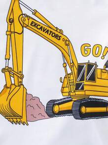 SHEIN 2pcs/Set Young Boys' Round Neck Short Sleeve Printed Simple T-Shirt And Shorts Set - Multicolor - View 4