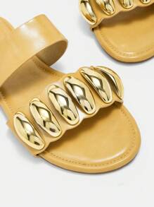 CUCCOO CURVES Women's Wide Width Flat Bohemian Style Beach Flip Flops, Casual Everyday Wear - Yellow - View 6
