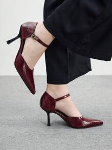 CUCCOO BIZCHIC Women's 2024 New Pointed Toe Thin Strappy Flat Sandals, Stylish And Simple Design, Comfortable To Wear, Suitable For Dresses And High Heels, Spring/Autumn 2024 - Burgundy - View 6
