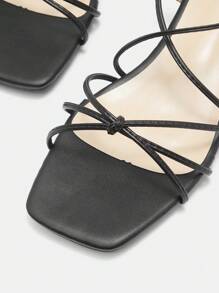 CUCCOO CURVES Wide Fit Women New Strappy Square Toe Summer Versatile Party High Heel Sandals Spring Shoes Spring Break Easter - Black - View 7