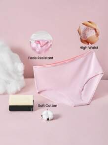 LUVLETTE Plus 3-Pack Airy Soft Cotton Basics High-Waist Briefs Airy Women Underwear Panty Set-Pink - Multicolor - View 3