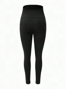 SHEIN 3pcs/Set Maternity Solid Color Adjustable Waist Leggings, Autumn/Winter Maternity Pants