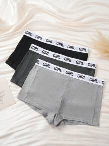 EasyFave 3pcs Set Women's Minimalist Letter Waistband Briefs