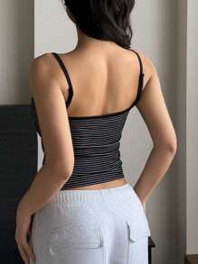 DAZY Top avec faux col rayé matelassé