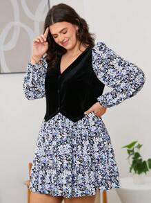 SHEIN LUNE SHEINLUNE Áo khoác nhung cỡ lớn cho nữ & Váy hoa mềm mại, Mùa xuân, Trang phục phương Tây cho nữ, Trang phục Nashville, Lễ Phục sinh, Trang phục giáo viên cho nữ, Lễ hội trang phục Rave, Váy Phục sinh cho nữ Mùa hè Boho Old Money - Nhiều màu - Xem 6