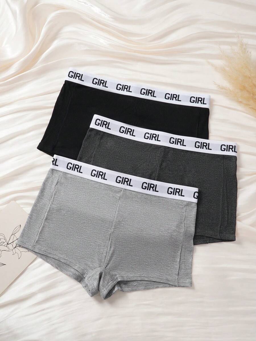 EasyFave 3pcs Set Women's Minimalist Letter Waistband Briefs