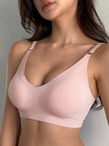 DAZY Wireless Padded Pushup Invisible Seamless Bra For Women Lingerie For Women - Pink - View 3