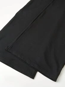 2pcs Set Casual All-Match Versatile Athletic Graceful Teenager Off Shoulder Short Fitted Top + High Waist Flared Pants Knit Suit