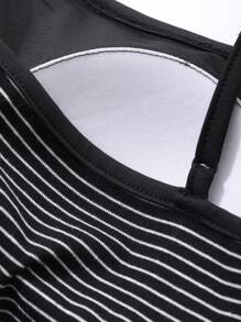 DAZY Top avec faux col rayé matelassé