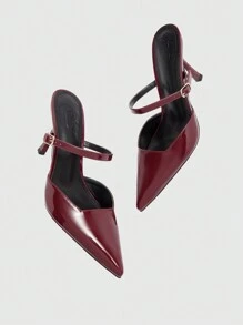 CUCCOO BIZCHIC Zapatos de taco alto de tacón de aguja de punta afilada en recubierto burdeos para mujer, apropiados para ir al trabajo, citas, fiestas, bodas y vacaciones