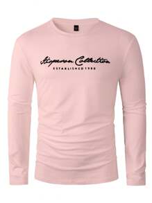 Manfinity Homme Heren Casual Eenvoudig Letter Print T-shirt met Lange Mouwen