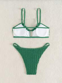 Vivid Eden 1 conjunto Top y Bottom de Bikini con tirantes finos de un solo color para mujeres, para verano y vacaciones en la playa