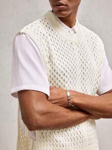 AKNOTIC Party Men's Oversized Round Neck Loose Knit Pullover, Suitable For Everyday Wear - Apricot - View 7