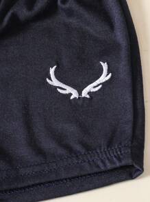 2 pezzi Set polo e pantaloncini per bambino, in colori a contrasto blu navy, bianco e giallo, perfetto per uso quotidiano, feste o uscite, per sembrare carino e signorile, abbigliamento estivo, costume da bagno