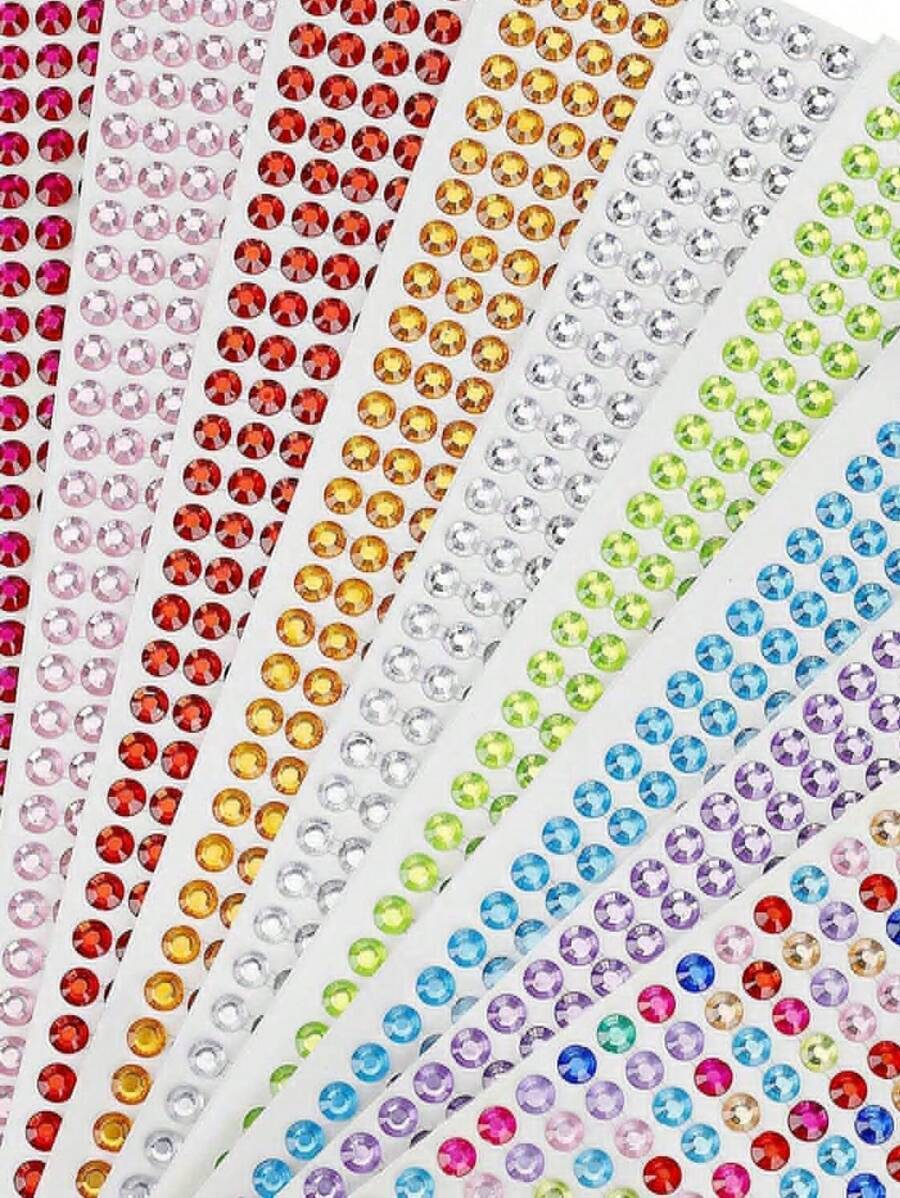 4536 Pieces 6mm Colorful Bling Rhinestone Sticker Sheet Gem Diamond Self Adhesive For Scrapbooking Embellishments And DIY Crafts,Wedding,Decor(9 Colors) - Multicolor - View 1