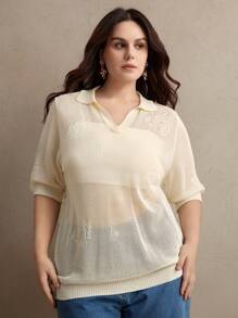 Anewsta 大码女式宽松透明镂空针织套头衫，浪漫休闲海滩装、春夏装