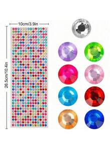 4536 Pieces 6mm Colorful Bling Rhinestone Sticker Sheet Gem Diamond Self Adhesive For Scrapbooking Embellishments And DIY Crafts,Wedding,Decor(9 Colors) - Multicolor - View 2