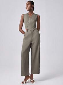 Lumivelle Women Single Breasted Vest And Pants Casual Suit