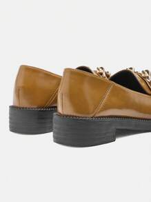 CUCCOO CURVES Sepatu Oxford Wanita Ukuran Besar, Lebar, Pas, Sol Tebal, Ujung Datar, Ujung Lancip, Warna Hitam Polos, Bagian Depan Dalam, Bertali - Unta - View 8