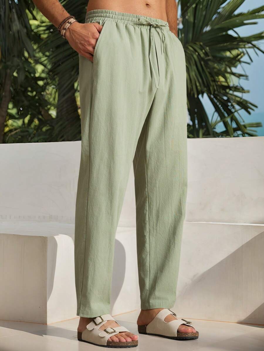 Manfinity VCAY Pantalones casuales formales de uso diario de unicolor tejidos, estilo juvenil de negocios para hombres