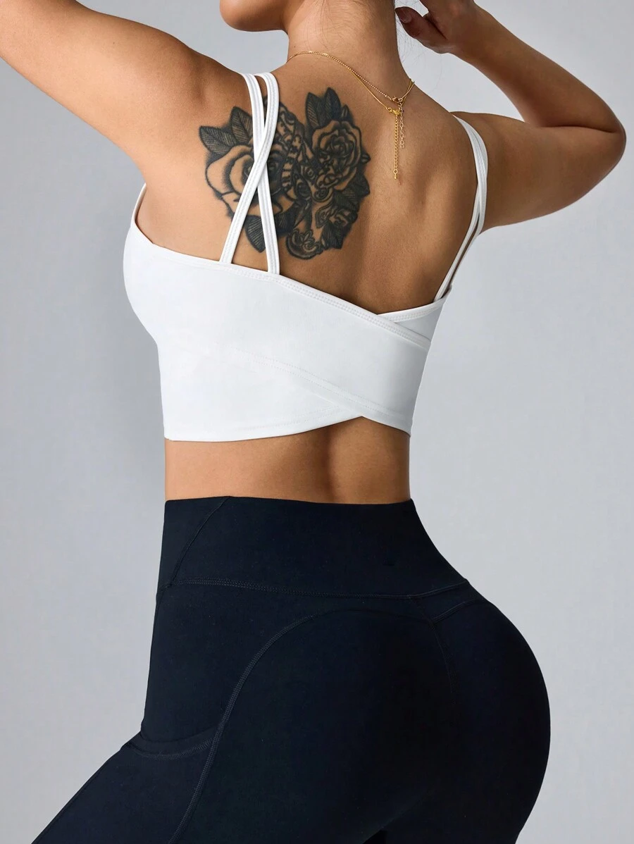 Easithlete Regular Sleeveless Criss-Cross Back Sports Top, Suitable For Spring/Summer - White - View 1