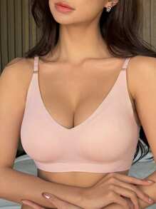 DAZY Wireless Padded Pushup Invisible Seamless Bra For Women Lingerie For Women - Pink - View 4