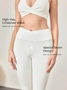 GLOWMODE 21 英寸 FeatherFit™ Core 交叉腰部运动紧身裤，内置防下蹲内衣，低冲击瑜伽工作室普拉提日常休闲装