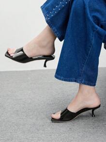 CUCCOO BIZCHIC Women's Solid Color Minimalist High Heel Sandals, Casual Daily Wear For Summer Valentine's Day - Black - View 4