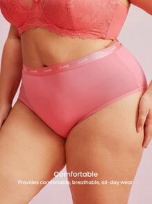 LUVLETTE Plus 3 条装透气柔软棉质基础款高腰三角裤女士内裤套装