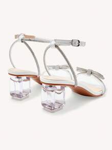 CUCCOO CHICEST Square Toe Chunky Heel Bowknot Fashionable Sexy High Heel Sandals, Suitable For Summer Holiday, Nightclub, Party