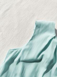 SHEIN Robe décontractée pour bébé fille de 0 à 3 ans, à volants floraux, sans manches, coupe ample, bleu ciel - Bleu azur - Voir 4