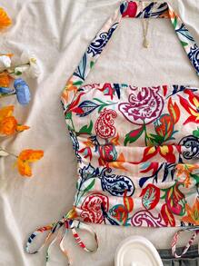 Soleia 女式全新度假抽绳领设计背心