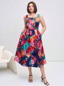 SHEIN Clasi Plus Size Casual Simple Stylish Daily Dress - Multicolor - View 8