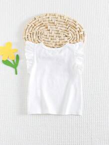 Cozy Pixies Baby Girl Floral Graphic Crew Neck Ruffle Trim Pullover Blouse - White - View 2