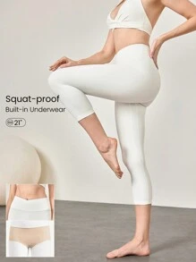 GLOWMODE 21 英寸 FeatherFit™ Core 交叉腰部运动紧身裤，内置防下蹲内衣，低冲击瑜伽工作室普拉提日常休闲装