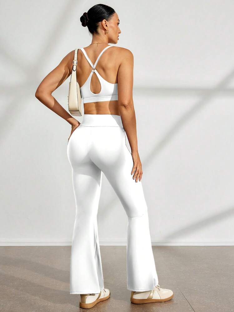 Activina Sujetador deportivo casual sencillo y ceñido de unicolor para mujer - Blanco - Añade 7