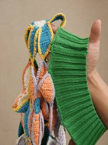 Anewsta 女士花卉刺绣镂空长袖休闲针织套头衫，适合度假穿着，秋冬季节也适宜。 - 綠色 - 查看 5