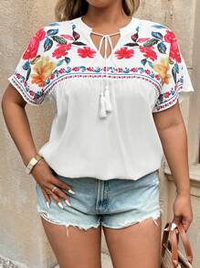 Breezaya Plus Size Women Casual Floral Print Shirt For Vacation