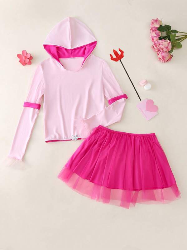 Teen Mädchen Langarm Fee Kleid Cosplay Kostüm Set
