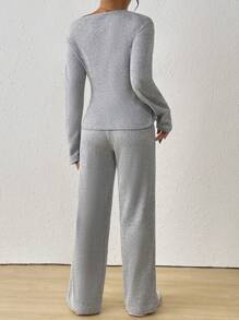 SHEIN Essnce Women's Plush Shoulder Strap Winter Warm Outfit - Grey - View 2