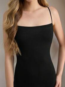 Ocili 女士舒适柔软细肩带长款睡袍睡衣裙 - 黑色 - 查看 4