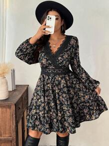 SHEIN Frenchy 大码休闲日常简约时尚连衣裙 - 黑色 - 查看 6